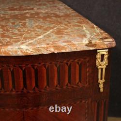 Petite commode meuble en bois dessus en marbre Napoleon III 19ème siècle bronze