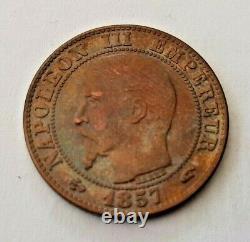 Pièce de monnaie 5 centimes Napoléon III Tête Nue 1857 BB