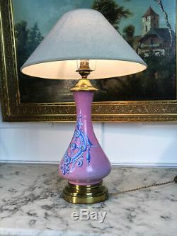 Pied De Lampe Epoque Napoleon III En Porcelaine Rose Monté Sur Bronze Doré