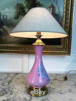 Pied De Lampe Epoque Napoleon III En Porcelaine Rose Monté Sur Bronze Doré