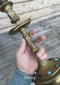 Pied de Lampe Bronze Doré Cabochon Napoléon III Empire XIXeme