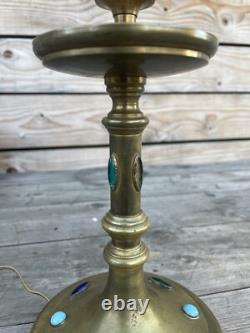 Pied de Lampe Bronze Doré Cabochon Napoléon III Empire XIXeme