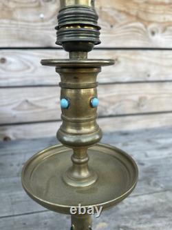 Pied de Lampe Bronze Doré Cabochon Napoléon III Empire XIXeme