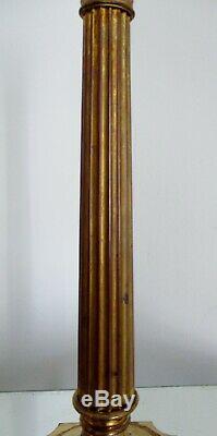 Pied de Lampe à Pétrole 48,5 cm Bronze doré Colonne Corinthienne XIXe