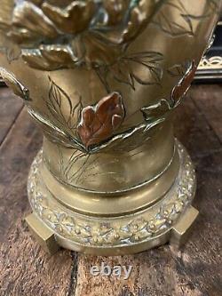 Pied de Lampe à Pétrole Oil Lamp Ancien Bronze Japonais Japon XIXeme Napoleon 3
