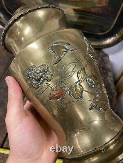 Pied de Lampe à Pétrole Oil Lamp Ancien Bronze Japonais Japon XIXeme Napoleon 3