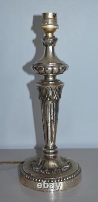 Pied de Lampe en Bronze Argenté Napoléon III Désargenté à Restaurer