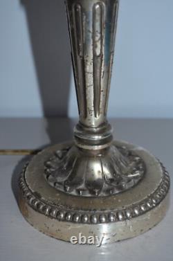 Pied de Lampe en Bronze Argenté Napoléon III Désargenté à Restaurer