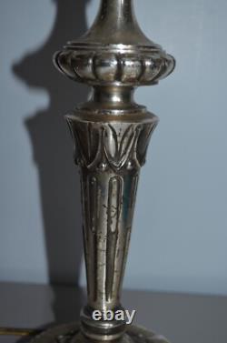 Pied de Lampe en Bronze Argenté Napoléon III Désargenté à Restaurer