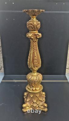 Pied de Lampe en Bronze Doré Napoléon III Style Louis XVI Feuilles d'Acanthe