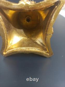 Pied de Lampe en Bronze Doré Napoléon III Style Louis XVI Feuilles d'Acanthe