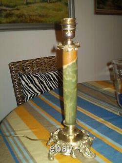 Pied de lampe en bronze et onyx vert Napoléon III