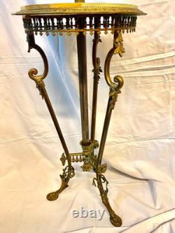 Pied de lampe formant table de fumeur style Napoléon III bronze et marbre