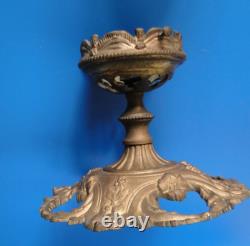 Plafonnier lustre obus en verre dépoli gravé XIXème support bronze Napoléon III