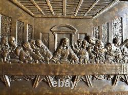 Plaque Bas Relief En Bronze La Cène Xixeme Sculpture Objet Tableau Religieux