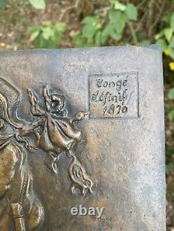Plaque Satirique En Bronze Napoleon III Conge Definitif. Second Empire