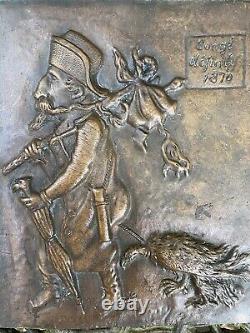 Plaque Satirique En Bronze Napoleon III Conge Definitif. Second Empire