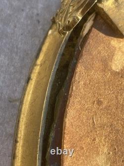 Plateau miroir ancien en bronze doré Époque Napoléon III France, vers 1860