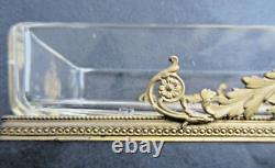Plumier de bureau Napoléon III, cristal et bronze, Aigles et acanthes Empire