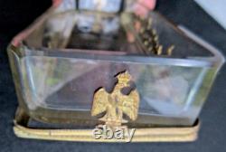 Plumier de bureau Napoléon III, cristal et bronze, Aigles et acanthes Empire