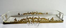 Plumier de bureau Napoléon III, cristal et bronze, Aigles et acanthes Empire