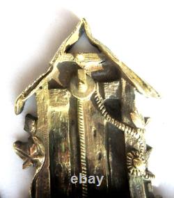 Porte-allumettes avec pyrogène et 2 petites souris, bronze doré Napoléon III