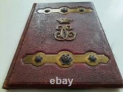 Porte document cuir Monogramme JC sous couronne de marquis bronze 478A