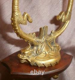 Porte montre à gousset Napoléon III / fin XIXème en bronze doré Dragons d'asie