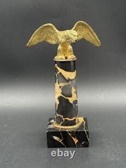 Porte-montre de gousset Napoléon III Aigle impérial bronze sur colonne en marbre
