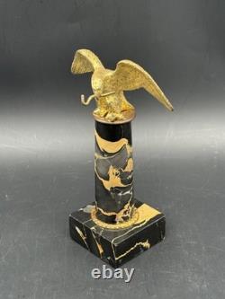 Porte-montre de gousset Napoléon III Aigle impérial bronze sur colonne en marbre