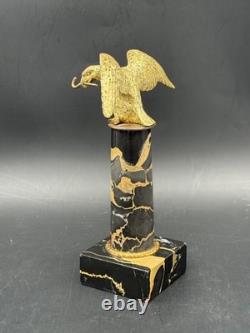 Porte-montre de gousset Napoléon III Aigle impérial bronze sur colonne en marbre