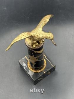 Porte-montre de gousset Napoléon III Aigle impérial bronze sur colonne en marbre