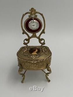 Porte montre gousset boîte bijoux chaise bronze Pocket watch stand jewels box