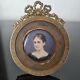 Portrait Miniature Cadre Bronze Baronne Corvisart Xixè Bronze Frame 19thc