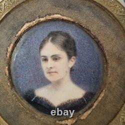 Portrait Miniature Cadre Bronze Baronne Corvisart XIXè Bronze Frame 19thC