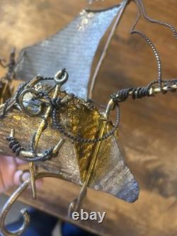 Présentoir Napoléon III Cave à Vin Ancien Bronze Doré Bateau Globe de Marié