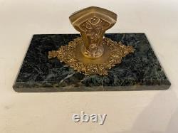 Presse Papier En Bronze Signé O. Lelièvre Fin Xixème Napoleon III Socle Marbre