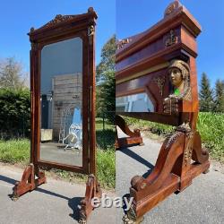 Psyché Empire Bronze Doré Cariatide Retour d Égypte Miroir XIXeme Napoléon III