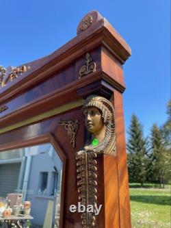 Psyché Empire Bronze Doré Cariatide Retour d Égypte Miroir XIXeme Napoléon III