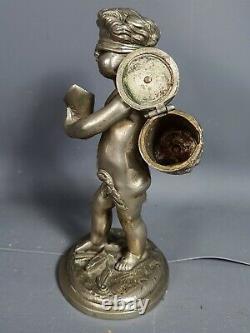 Pyrogène ancien figurant Cupidon bronze argenté Bel état
