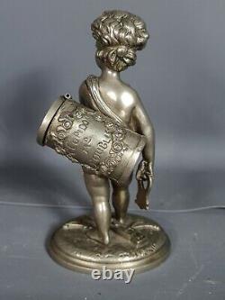 Pyrogène ancien figurant Cupidon bronze argenté Bel état