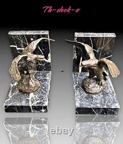 R. Richard Paire Serres Livres Aigles Bronze Patine Eagles Bookends Xixème