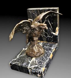 R. Richard Paire Serres Livres Aigles Bronze Patine Eagles Bookends Xixème