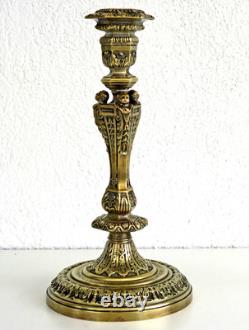 RARE Bougeoir Flambeau Empire Chérubins Bronze Doré Napoléon III XIXème
