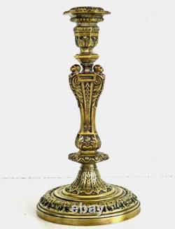 RARE Bougeoir Flambeau Empire Chérubins Bronze Doré Napoléon III XIXème