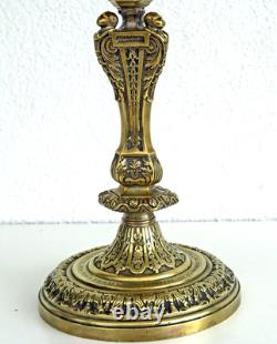 RARE Bougeoir Flambeau Empire Chérubins Bronze Doré Napoléon III XIXème