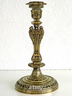 RARE Bougeoir Flambeau Empire Chérubins Bronze Doré Napoléon III XIXème