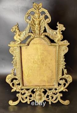 RARE grand cadre ancien bronze Napoléon 3 porte photo GRIFFON CHIMERE XIX frame