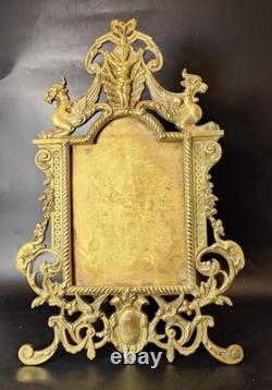 RARE grand cadre ancien bronze Napoléon 3 porte photo GRIFFON CHIMERE XIX frame