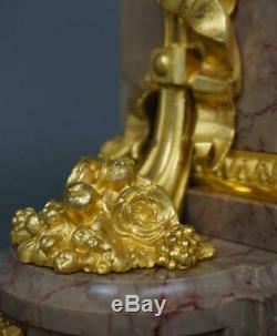 Raingo Freres Pendule Borne Style Louis XVI Marbre Bronze Napoléon III